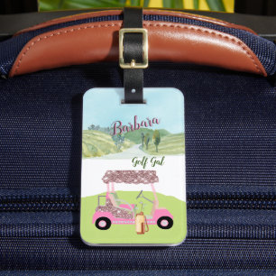 Fun Glitzy Golf Gal Cart Scenic Luggage Tag