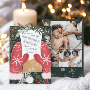 Fun gloves illustration  Christmas family 3 photos Holiday Card