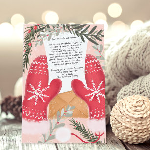 Fun gloves illustration  Christmas family 3 photos Holiday Card