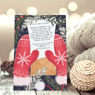 Fun gloves illustration Christmas family 3 photos Holiday Card