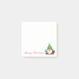 Fun Gnome with Christmas Tree Hat and Gift For You Post-it Notes