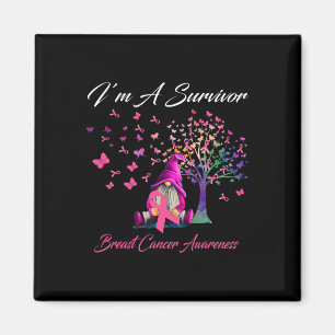 Fun Gnomes I'm A Survivor Breast Cancer Awareness Magnet
