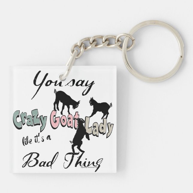 Fun Goat Lovers Crazy Goat Lady Key Ring (Back)