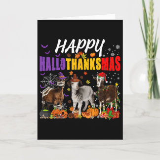 Fun Goats Mummy Pilgrim Santa Costume Happy Hallot Card
