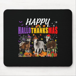 Fun Goats Mummy Pilgrim Santa Costume Happy Hallot Mouse Mat
