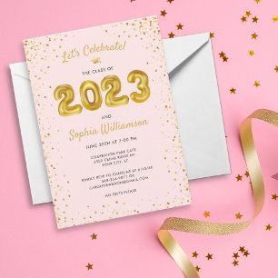 Fun Gold Balloons Class of 2023 Graduation Party   Invitation