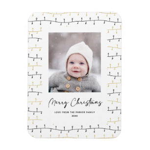 Fun Gold Black Christmas Ornaments Simple White Magnet