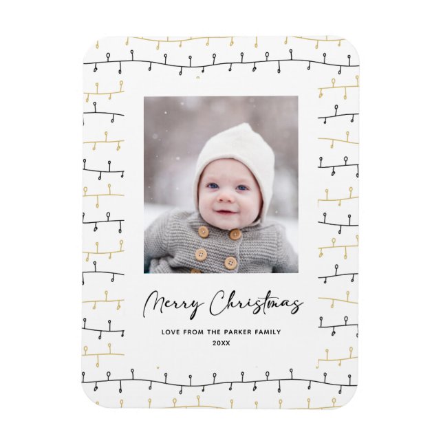 Fun Gold Black Christmas Ornaments Simple White Magnet (Vertical)