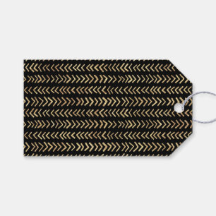 Fun Gold Chevron Pattern on Black  Gift Tags