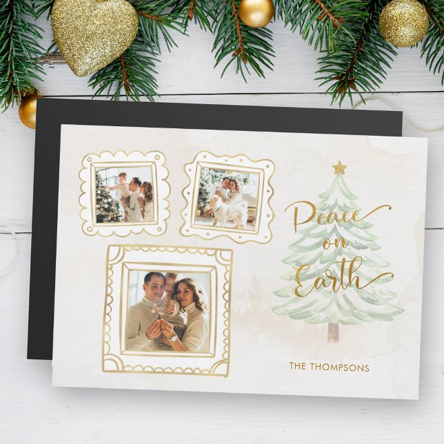 Fun Gold Doodle Frame Peace on Earth 3-Photo (Creator Uploaded)