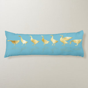 Fun Gold Foil Geese Gold NameBlue Body Pillow