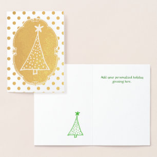 Fun Gold Foil Polka Dot Christmas Card