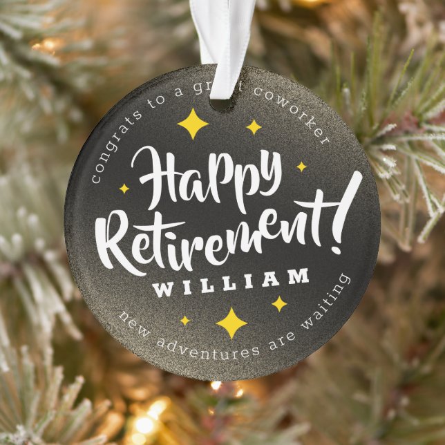 Fun Gold Glitter Stars Retirement New Adventures Ornament (Tree)