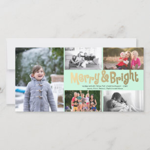Fun Gold Merry Bright Collage 5 Photo Card Mint