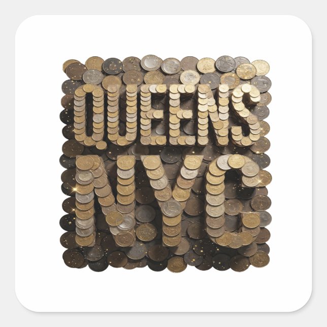 Fun Gold QUEENS NYC Gift Sticker (Front)