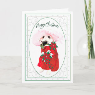 Fun Golden Doodle Dog Christmas, Poinsettias Card