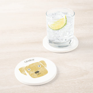Fun Golden Labrador Retriever Dog Custom Name Coaster