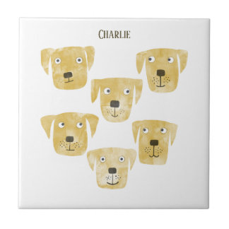 Fun Golden Labrador Retriever Dog Custom Name Tile