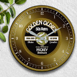 Fun Golden Oldies Vinyl 45 Record Personalised Large Clock<br><div class="desc">Fun,  personalised 50's retro music fan "Golden Oldies" personalised wall clock. Great gift idea for any music lover.</div>