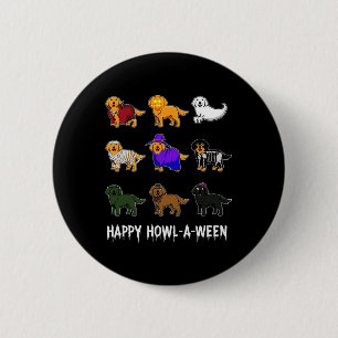 Fun Golden Retriever Dog Halloween Happy Howl-o-we 6 Cm Round Badge