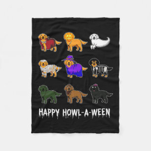 Fun Golden Retriever Dog Halloween Happy Howl-o-we Fleece Blanket
