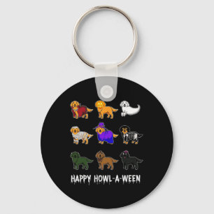 Fun Golden Retriever Dog Halloween Happy Howl-o-we Key Ring