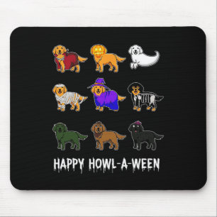 Fun Golden Retriever Dog Halloween Happy Howl-o-we Mouse Mat