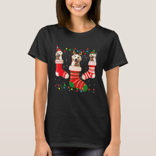 Fun Golden Retriever Stocking Christmas Light Sock T-Shirt