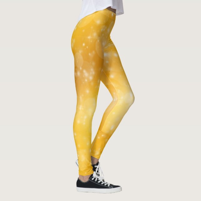 Fun golden stars yellow and white leggings (Right)