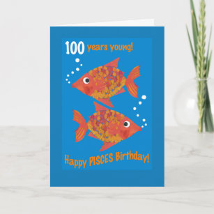 Fun Goldfishes Pisces 100th Birthday Card