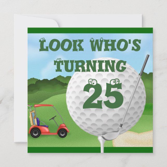 Fun Golf  25th Birthday Invitations (Front)