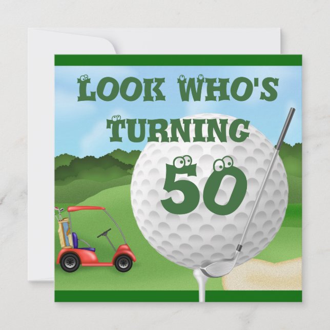 Fun Golf  50th Birthday Invitations (Front)