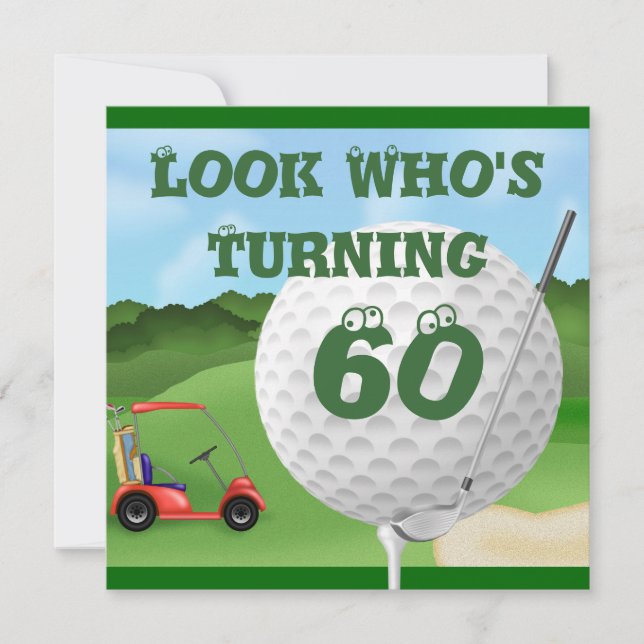 Fun Golf  60th Birthday Invitations TEMPLATE (Front)