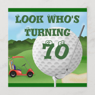 Fun Golf  70th Birthday Invitations TEMPLATE