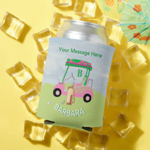 Fun Golf Cart Message Monogram Name Can Cooler