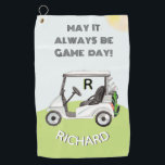 Fun Golf Cart Message Monogram Name Golf Towel<br><div class="desc">Love the play golf? Wish that every day was a game day? I suspect you can think of someone who feels that way. A fun golf cart for the golf lover who likes to play with style -- or just loves to play -- personalised with custom monogram / initial and...</div>