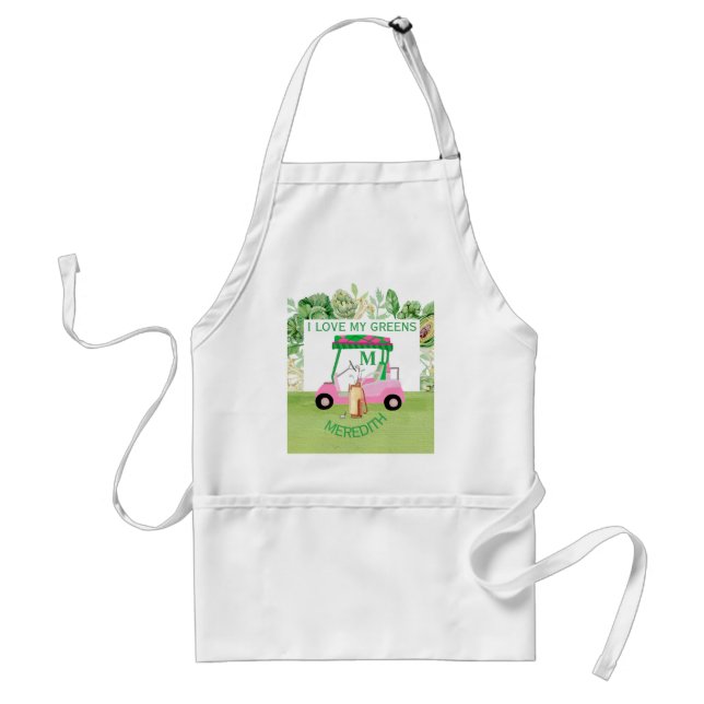 Fun Golf Cart Monogram Name Love Greens    Standard Apron (Front)
