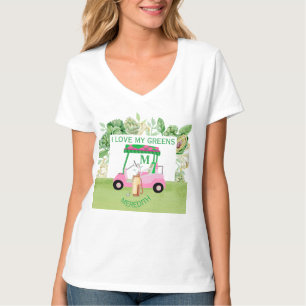 Fun Golf Cart Monogram Name Love Greens   T-Shirt