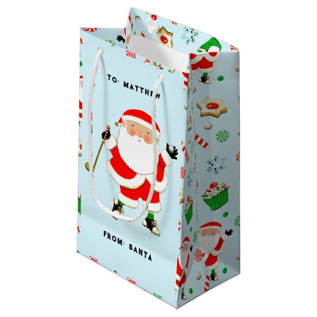 Fun Golf Christmas Small Gift Bag (Front Angled)