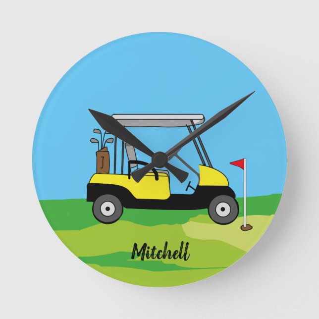 Fun Golf Course Cart Custom  Round Clock (Front)