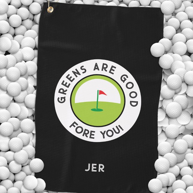 Fun Golf Greens Fore Golfer Funny Humour Custom Golf Towel (Fun Golf Greens Fore Golfer Funny Humor Custom Golf Towel)
