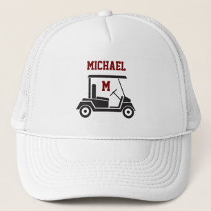 Fun Golf Guy Cart Monogram Name Trucker Hat