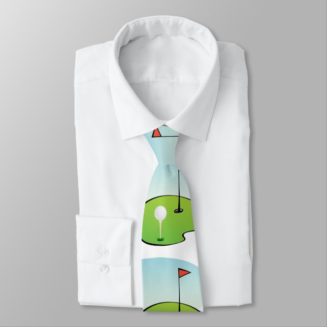 Fun Golf Pattern Neck Tie (Tied)
