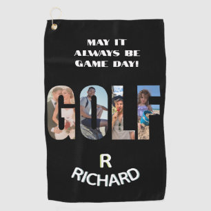Fun Golf Photo Message Monogram Name  Golf Towel