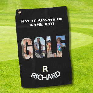 Fun Golf Photo Message Monogram Name  Towel