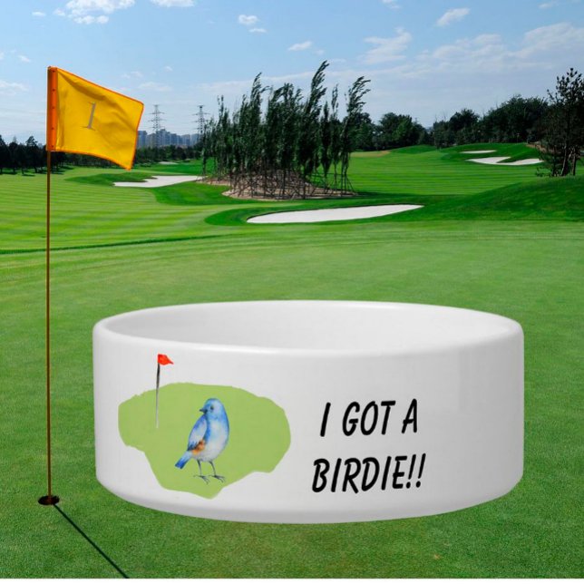 Fun Golf Theme Personalised Cat Golf Birdie  Bowl (Creator Uploaded)