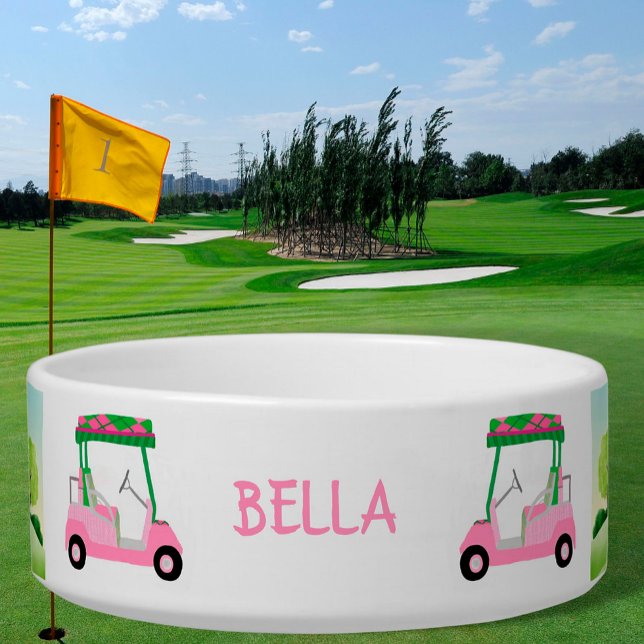 Fun Golf Theme Personalised Name Pet Bowl (Creator Uploaded)