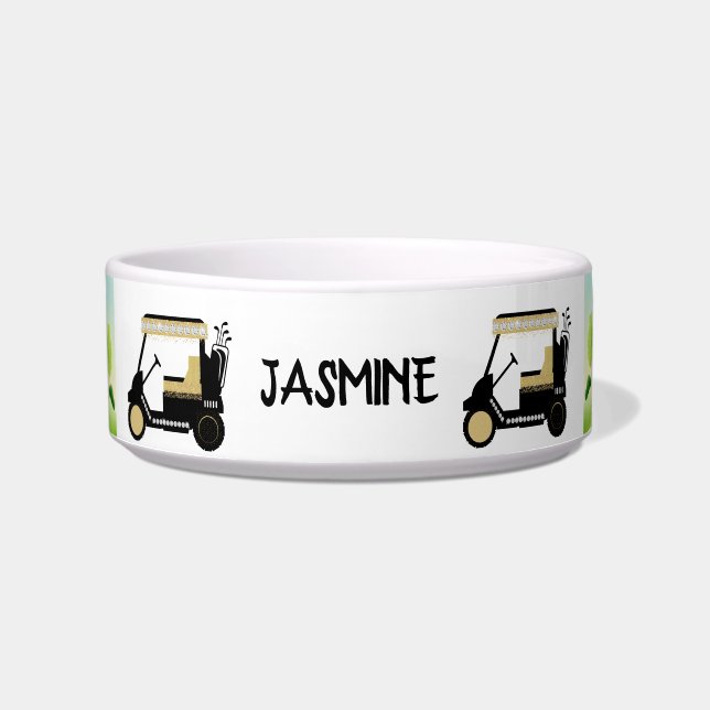 Fun Golf Theme Personalised Name Pet  Bowl (Front)