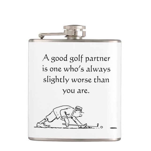 Fun Golfer's Vinyl Wrapped Flask (Front)