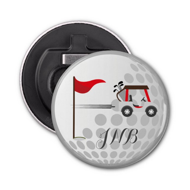 Fun Golfing Golf Cart Ball for Golfers Monogram Bottle Opener (Front)
